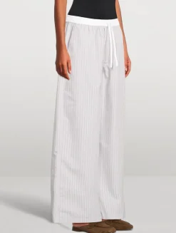 Wide-Leg Trousers In Stripe Print