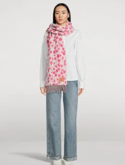 Wool And Alpaca Floral Scarf