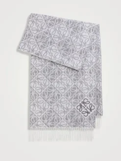 Wool And Cashmere Knit Anagram Scarf