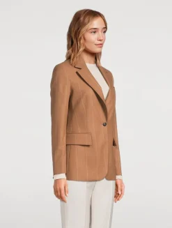 Wool Blazer In Pinstripe Print