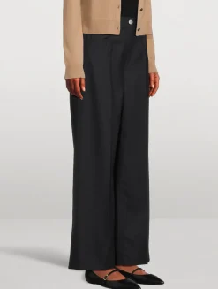 Wool Blend Wide Leg Jeans