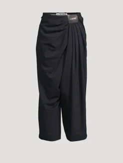 Wool Cropped Draped Trousers