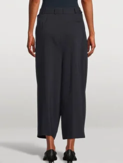 Wool Cropped Draped Trousers