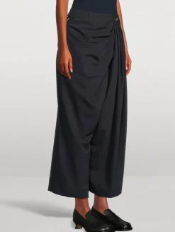 Wool Cropped Draped Trousers