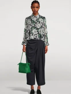 Wool Cropped Draped Trousers