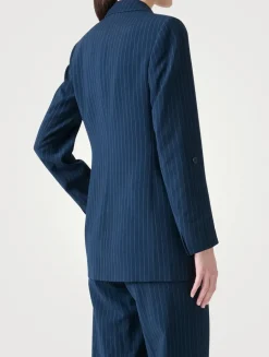 Wool Crêpe Blazer In Pinstripe Print