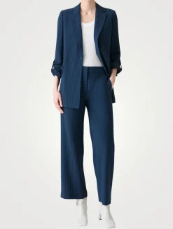 Wool Crêpe Blazer In Pinstripe Print