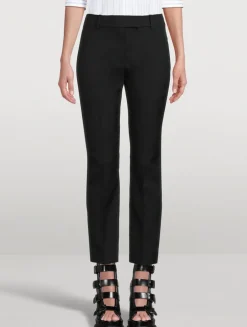 Wool Gabardine Cigarette Trousers