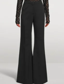 Wool Gabardine Flare Trousers