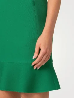 Wool Tricotine Short-Sleeve Mini Dress