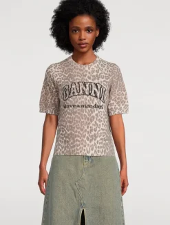 Wool-Blend T-Shirt In Leopard Print