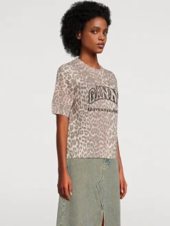 Wool-Blend T-Shirt In Leopard Print
