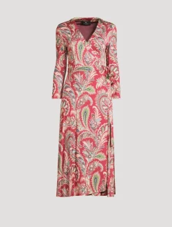 Wrap Dress In Floral Paisley Print