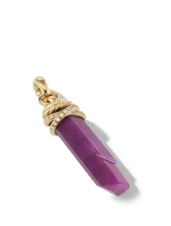 Wrapped Crystal Amulet In Ruby Crystal With 18k Yellow Gold And Diamonds, 46mm