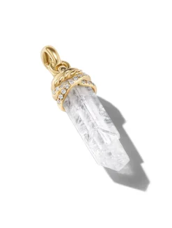 Wrapped Crystal Amulet In Tanzanite Crystal With 18k Yellow Gold And Diamonds, 46mm