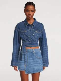 Wrapped Denim Mini Skirt