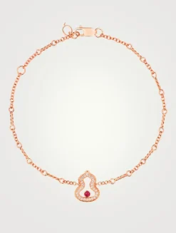 Wulu 18K Rose Gold Bracelet With Diamonds And Ruby