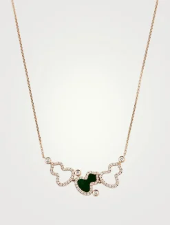 Wulu 18K Rose Gold Necklace With Jade And Diamonds