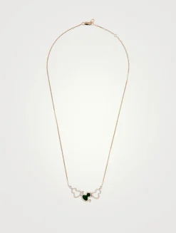 Wulu 18K Rose Gold Necklace With Jade And Diamonds
