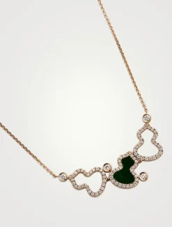 Wulu 18K Rose Gold Necklace With Jade And Diamonds