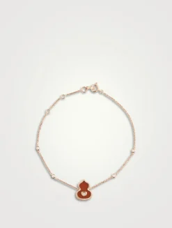 Wulu 18K Rose Gold Red Agate Bracelet With Diamonds