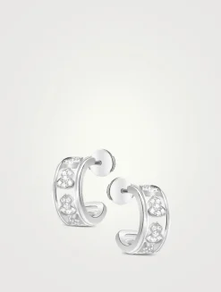 Wulu 18K White Gold Eternity Hoop Earrings With Diamonds