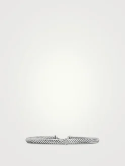 X Classic Cable Station Bracelet In Sterling Silver With Diamonds, 4mm