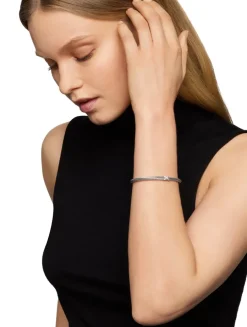 X Classic Cable Station Bracelet In Sterling Silver With Diamonds, 4mm