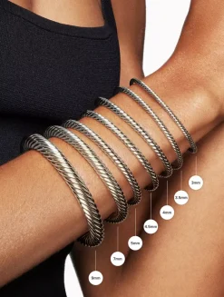 X Classic Cable Station Bracelet In Sterling Silver With 14k Yellow Gold, 5mm