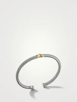 X Station Bracelet In Sterling Silver With 18k Yellow Gold
