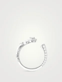 XS Plume De Paon 18K White Gold Ring With Diamonds