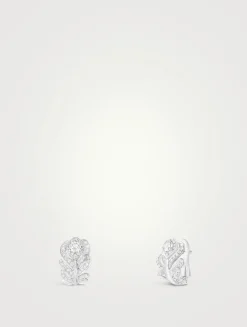 XS Plume De Paon White Gold Clip-On Earrings With Diamonds