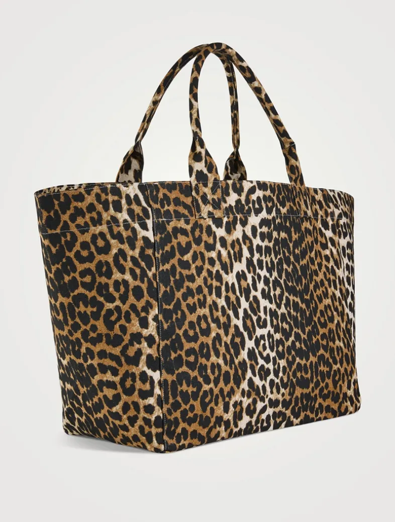 XXL Canvas Tote Bag In Leopard Print