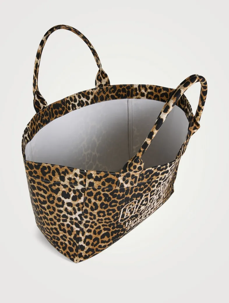 XXL Canvas Tote Bag In Leopard Print