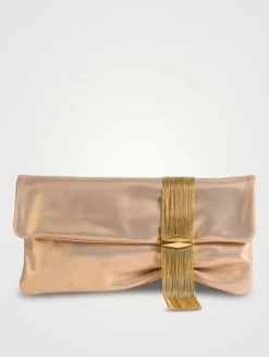 Zandra Metallic Leather Clutch
