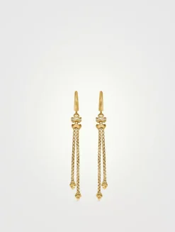 Zig Zag Stax™ Chain Drop Earrings In 18k Yellow Gold With Diamonds, 66mm