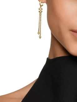Zig Zag Stax™ Chain Drop Earrings In 18k Yellow Gold With Diamonds, 66mm