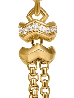 Zig Zag Stax™ Chain Drop Earrings In 18k Yellow Gold With Diamonds, 66mm