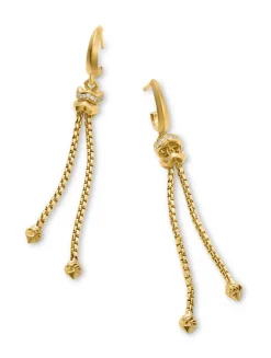 Zig Zag Stax™ Chain Drop Earrings In 18k Yellow Gold With Diamonds, 66mm
