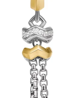Zig Zag Stax™ Chain Drop Earrings In Sterling Silver With 18k Yellow Gold And Diamonds, 66mm