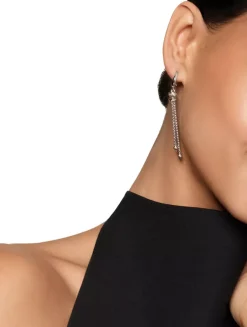 Zig Zag Stax™ Chain Drop Earrings In Sterling Silver With Diamonds, 66mm