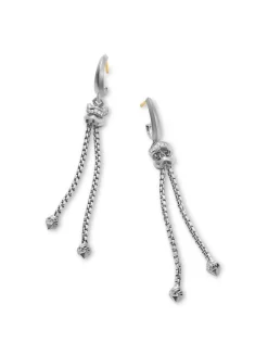 Zig Zag Stax™ Chain Drop Earrings In Sterling Silver With Diamonds, 66mm