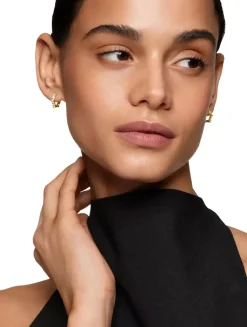 Zig Zag Stax™ Huggie Hoop Earrings In 18k Yellow Gold With Diamonds, 13mm