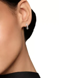 Zig Zag Stax™ Huggie Hoop Earrings In Sterling Silver With Diamonds, 13mm