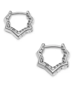 Zig Zag Stax™ Huggie Hoop Earrings In Sterling Silver With Diamonds, 13mm