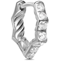 Zig Zag Stax™ Huggie Hoop Earrings In Sterling Silver With Diamonds, 13mm