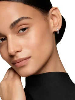 Zig Zag Stax™ Huggie Hoop Earrings In Sterling Silver With Diamonds, 13mm