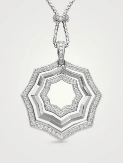 Zig Zag Stax™ Pendant Necklace In Sterling Silver With Diamonds, 38mm
