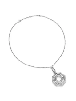 Zig Zag Stax™ Pendant Necklace In Sterling Silver With Diamonds, 38mm