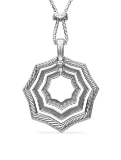 Zig Zag Stax™ Pendant Necklace In Sterling Silver With Diamonds, 38mm